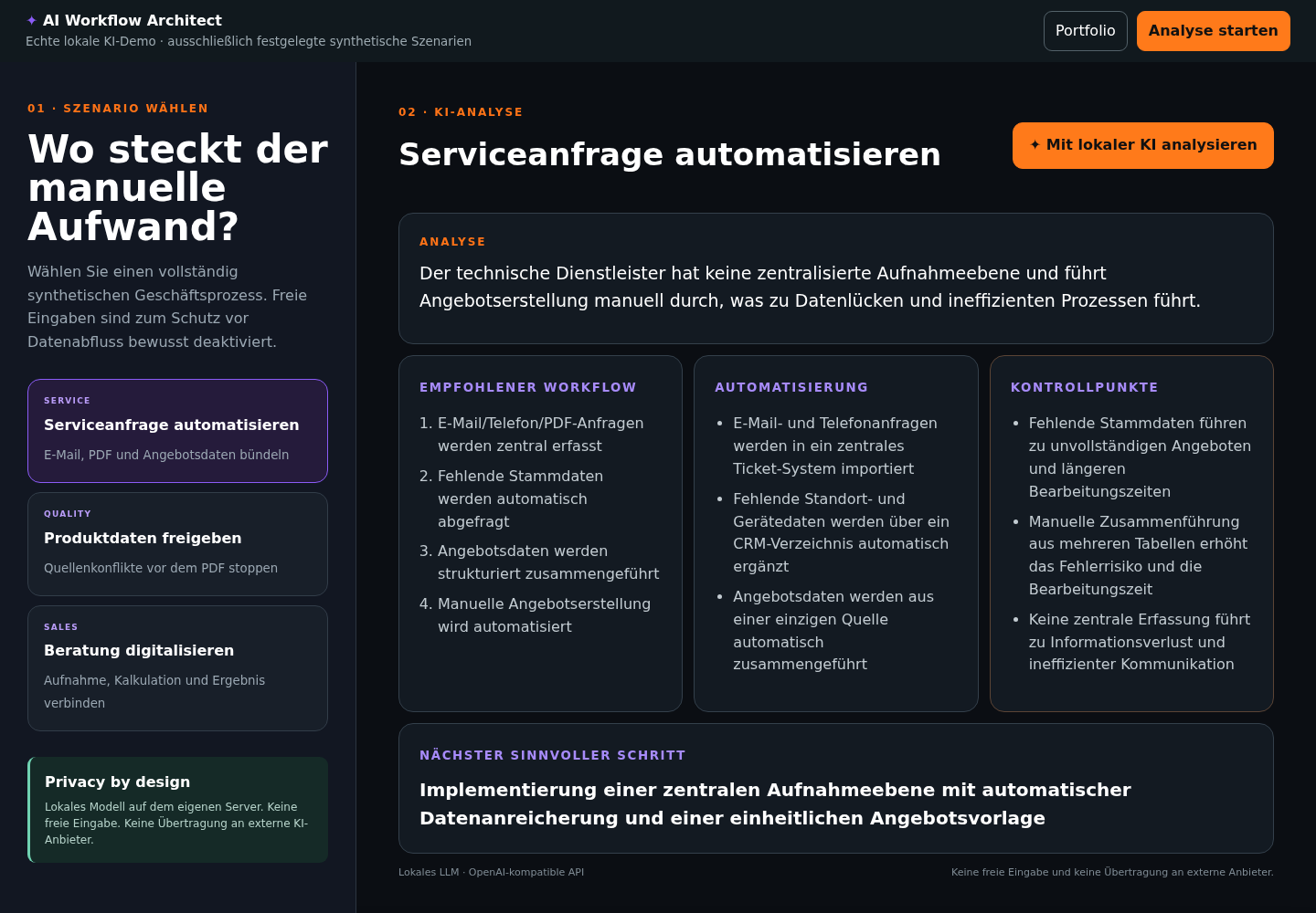 Synthetische lokale KI-Workflow-Demo