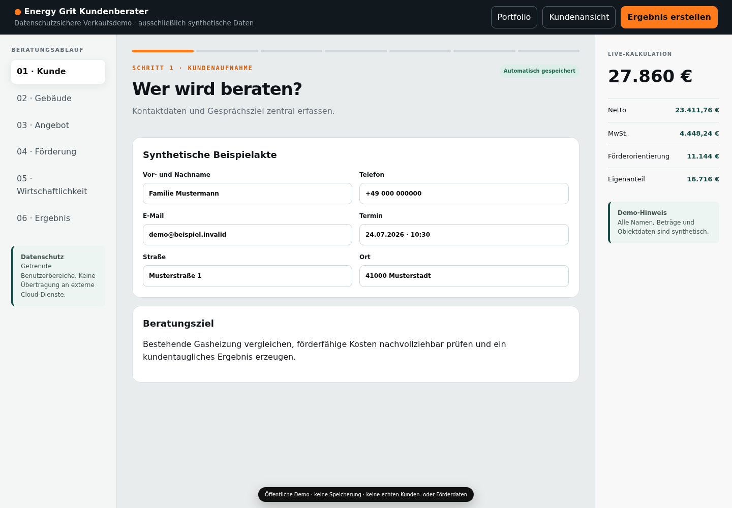 Synthetische Kundenberater-Demo